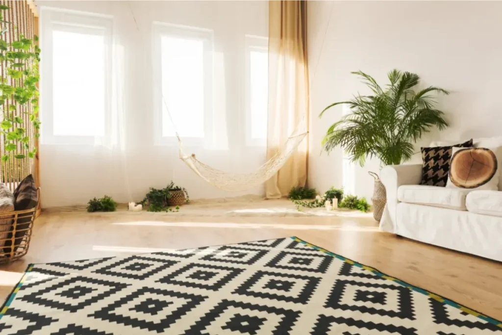 Turkish carpet with traditional patterns and vibrant colours